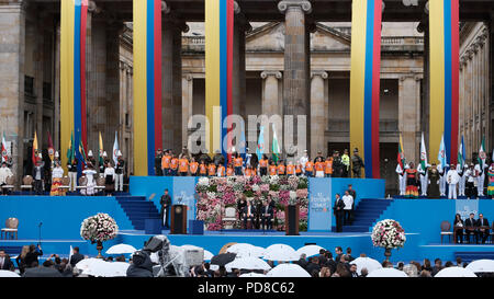 Bogota, Colombie. 7 août 2018. Inauguration du nouveau président de la Colombie, M. Ivan Duque. L'événement a eu lieu à la place Bolivar à Bogota, Colombie. Crédit : Luis Gomez/Alamy Live News Banque D'Images