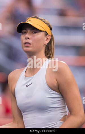 Le 06 août 2018 : Maria Sharapova au premier tour match de la Coupe Rogers au stade ouvert canadien de IGA à Montréal, Canada. Daniel Lea/CSM. Banque D'Images