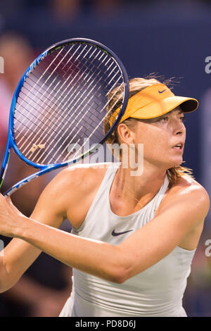 Le 06 août 2018 : Maria Sharapova au premier tour match de la Coupe Rogers au stade ouvert canadien de IGA à Montréal, Canada. Daniel Lea/CSM. Banque D'Images