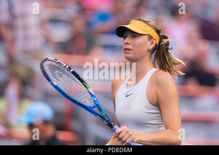 Le 06 août 2018 : Maria Sharapova au premier tour match de la Coupe Rogers au stade ouvert canadien de IGA à Montréal, Canada. Daniel Lea/CSM. Banque D'Images