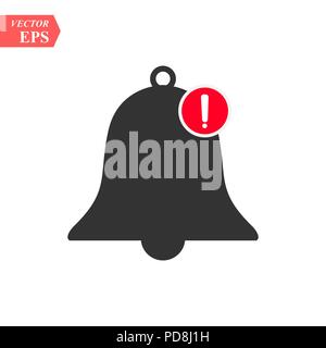 Nouvelle icône de notification, part bell signe, isolé sur fond blanc, style plat Vector illustration Illustration de Vecteur