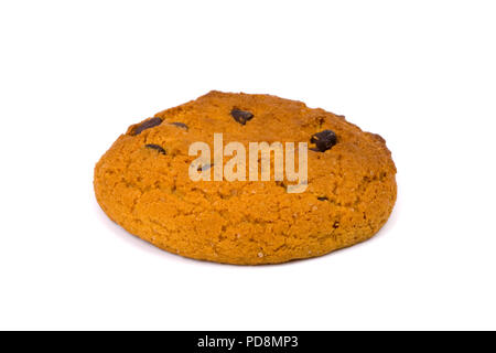 Chocolate chip cookie avoine isolé sur fond blanc Banque D'Images