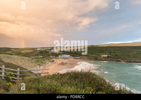 Mawgan Porth sur la côte nord de Cornwall, England, UK Banque D'Images