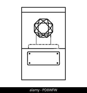 Diamant sur un piédestal dans l'icône de style contour isolé sur fond blanc. Illustration vecteur symbole du musée. Illustration de Vecteur