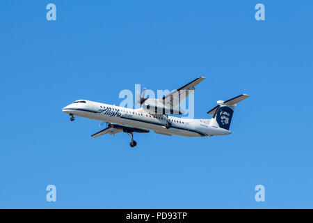 Vancouver, Canada - Circa 2018 : Bombardier Dash 8 en Alaska Air Banque D'Images