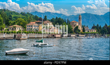 Vue panoramique à Tremezzo, Lac de Côme, Lombardie, Italie (Lombardie). Banque D'Images