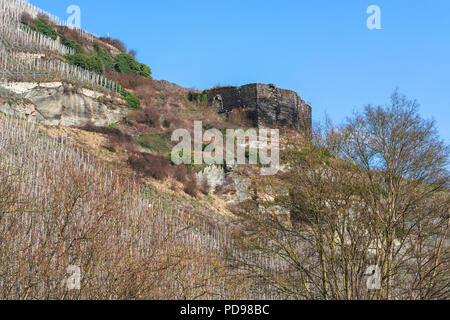 Zeltinger cadran solaire dans la ville viticole de la Moselle à Zeltingen l'Allemagne a mentionné un vignoble allemand. Banque D'Images