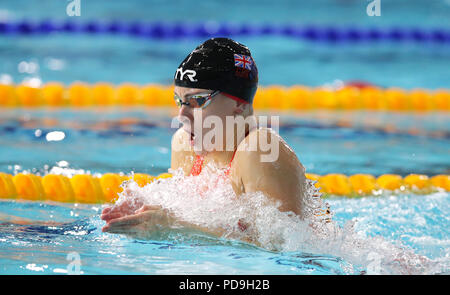 La société britannique Siobhan-Marie O'Connor dans le 200m quatre nages individuel demi-finale une chaleur au cours de la sixième journée des Championnats d'Europe 2018 à l'International Swimming Tollcross Centre, Glasgow. Banque D'Images