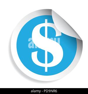 US Dollar sign label autocollant Illustration de Vecteur