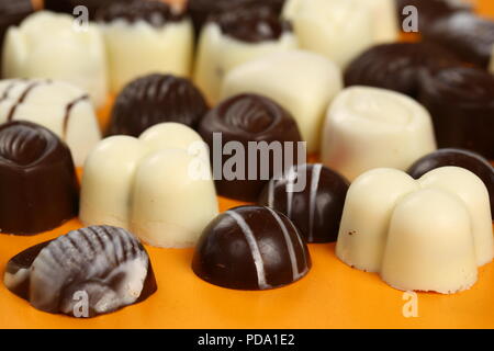 Des barres de chocolat, pralines et truffes de différents types Banque D'Images