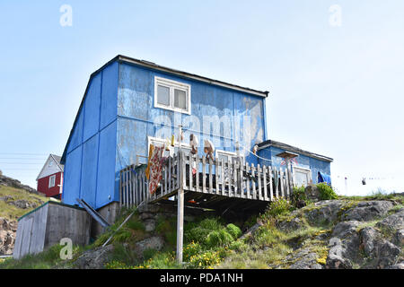 Blue House, Qaqortoq (Groenland). Juillet, 2018 Banque D'Images