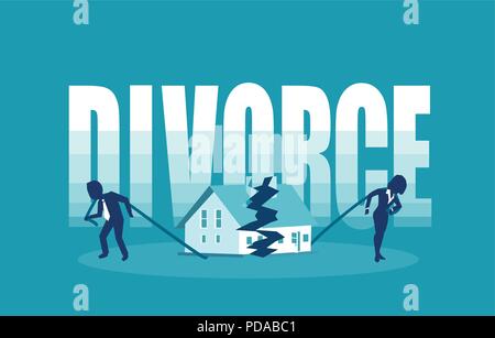 Le divorce et les problèmes de mariage concept de vecteur. Homme et une femme font traîner en dehors de leur moitié de la chambre. Illustration de Vecteur