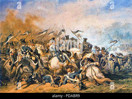 Insurrection de Novembre (1830-1831) alias Polonais-russe Guerre ou révolution des cadets.La bataille d'Ostroléka,;peint par Julius Kossak en 1873 Banque D'Images