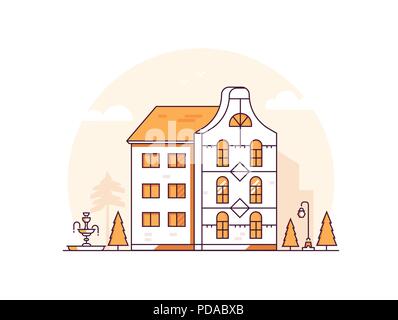 Appartement Maison - moderne ligne fine style design vector illustration Illustration de Vecteur