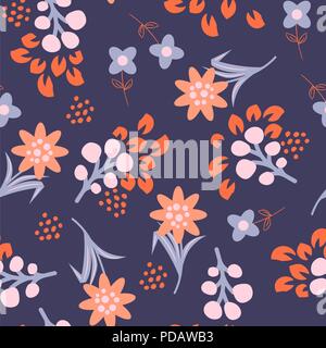 Violet Red Floral seamless vector pattern. Répétez les bouquet de fleurs design d'impression pour les textiles et les vêtements. Illustration de Vecteur