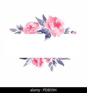 Aquarelle floral frame. Pour l'élément de design. Arrière-plan avec des fleurs Banque D'Images