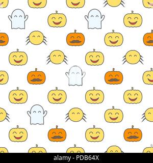 Transparente avec motif Halloween mignon et drôle des éléments festifs. Fond Loopable Illustration de Vecteur
