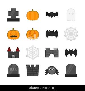Les icônes d'Halloween ensemble. Collection de stickers décoratifs mignon Illustration de Vecteur