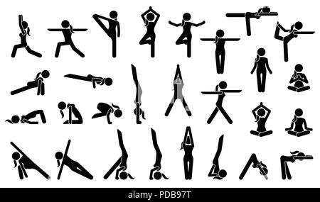 Femme Postures de yoga. Illustration de Vecteur