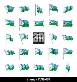 Djibouti drapeau, vector illustration sur fond blanc Illustration de Vecteur