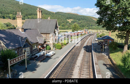 Carrag, Denbighshire, Nord du Pays de Galles, Royaume-Uni. Gare et la voie sur la ligne du patrimoine de Llangollen Banque D'Images