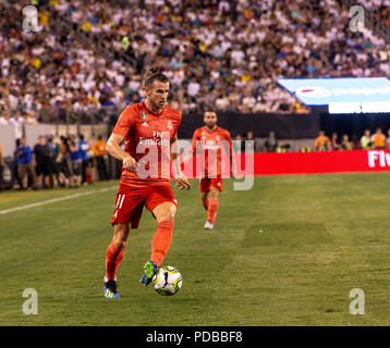 Gareth Bale (11) des contrôles du Real Madrid au cours de ball jeu de la CPI contre les Roms au stade MetLife Real a gagné 2 - 1 (photo de Lev Radin/Pacific Press) Banque D'Images