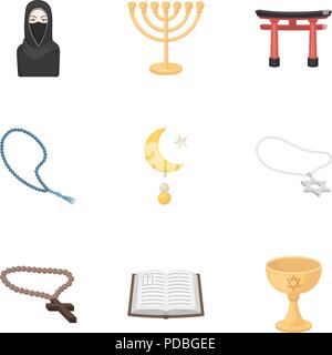 Définir la religion des icônes dans le style cartoon. Grande collection de stock symbol vector religion Illustration de Vecteur