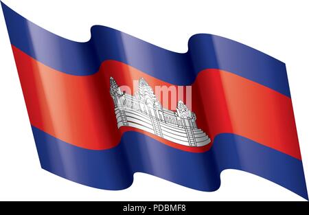 Drapeau du Cambodge, vector illustration sur fond blanc Illustration de Vecteur