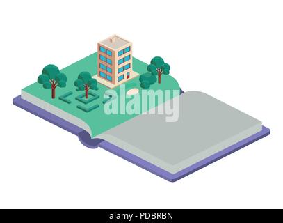 De bâtiments ou d'arbres sur scène isométrique réserve Illustration de Vecteur