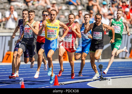 Berlin, Allemagne. 9 août 2018 : Andreas Bube du Danemark pendant 800 mètres pour les hommes en demi-finale au Stade olympique à Berlin, à l'European Athletics Championship. Ulrik Pedersen/CSM Crédit : Cal Sport Media/Alamy Live News Banque D'Images