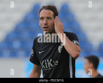 Duisburg, Allemagne. Le 08 août, 2018. Duisburg, Allemagne le 8 août 2018, 3e journée de ligue 3, KFC Uerdingen 05 vs SV Meppen : Steffen Puttkammer (SVM) les gestes. Credit : Juergen Schwarz/Alamy Live News Banque D'Images