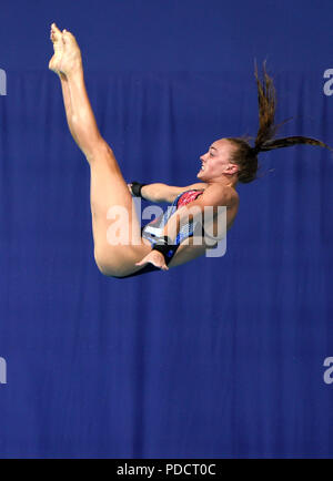 Lois de la Grande-Bretagne Toulson chez les femmes de la plate-forme de 10m pendant sept jour final du championnat d'Europe 2018 à Scotstoun Sports, Glasgow. Banque D'Images