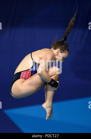 Lois de la Grande-Bretagne Toulson chez les femmes de la plate-forme de 10m pendant sept jour final du championnat d'Europe 2018 à Scotstoun Sports, Glasgow. Banque D'Images