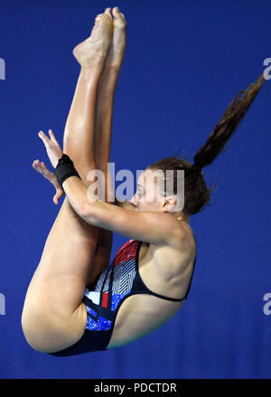Lois de la Grande-Bretagne Toulson chez les femmes de la plate-forme de 10m pendant sept jour final du championnat d'Europe 2018 à Scotstoun Sports, Glasgow. Banque D'Images