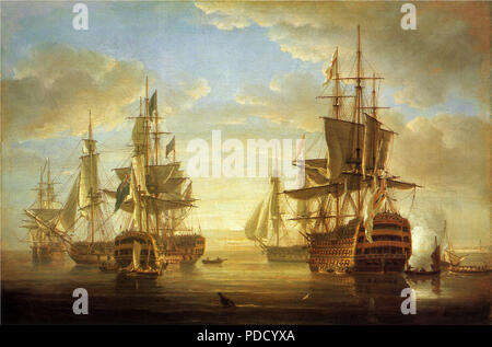 Flagships de Nelson à l'ancre, Pocock, Nicholas, 1807. Banque D'Images