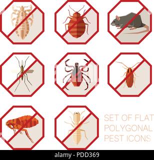 Série de télévision des signes de polygonale des icônes de la lutte antiparasitaire Illustration de Vecteur