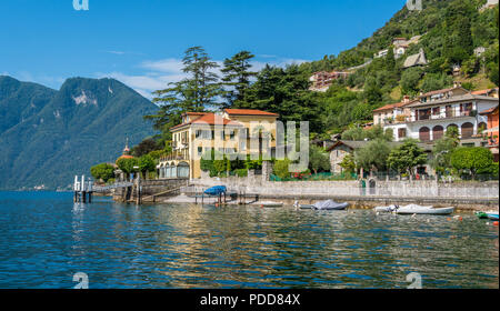 Vue panoramique à Sala Comacina, village sur le lac de Côme, Lombardie, Italie. Banque D'Images