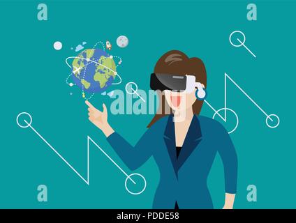 Femme dans la réalité virtuelle. vector illustration Illustration de Vecteur