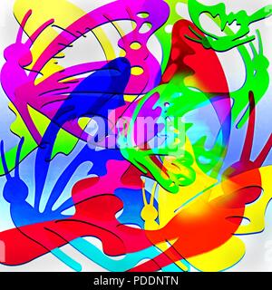 Les papillons multicolores qui se chevauchent et couvrit créer cet abrégé. Banque D'Images