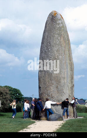 Menhir de Champ Dolent en Bretagne, pour un usage éditorial uniquement Banque D'Images