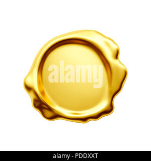 Sceau d'or sur fond blanc, chemin de détourage inclus Banque D'Images