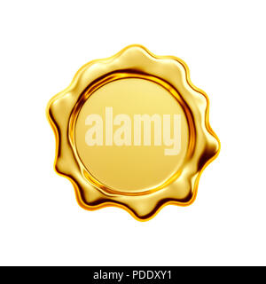 Sceau d'or sur fond blanc, chemin de détourage inclus Banque D'Images