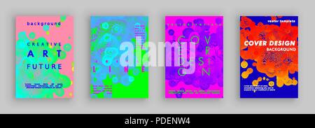Résumé moderne couvre ensemble. Liquide à partir de lignes. Gradient de composition. formes de liquide Bulles de couleur. Conception de la couverture futuriste. Modèle vectoriel Illustration de Vecteur
