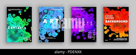 Résumé moderne couvre ensemble. Liquide à partir de lignes. Gradient de composition. formes de liquide Bulles de couleur. Conception de la couverture futuriste. Modèle vectoriel Illustration de Vecteur