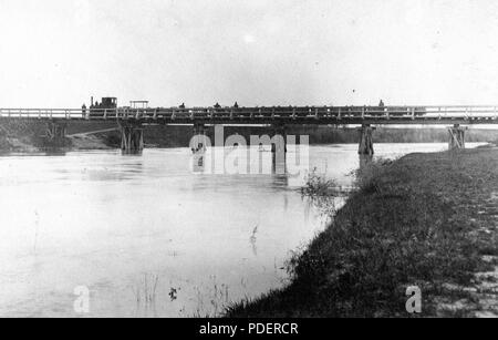 280 Rivière, pont de chemin de fer, pont en bois, locomotive à vapeur, chemin de fer à voie étroite, rail Fortepan 73701 Banque D'Images