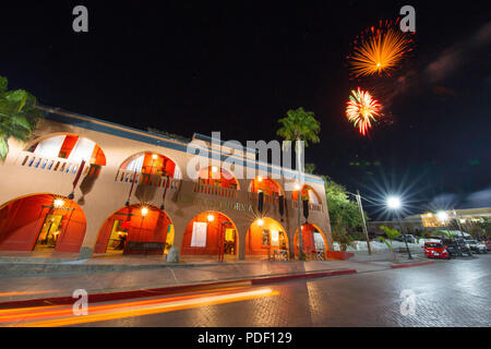 Vue extérieure de l'Hôtel California à Todos Santos, Baja California Sur, au Mexique. Banque D'Images