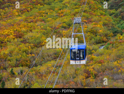 Nagano, Japon - Oct 4, 2017. Chemin du téléphérique sur la montagne d'automne à Nagano, au Japon. Nagano était le site des Jeux Olympiques d'hiver 1998. Banque D'Images