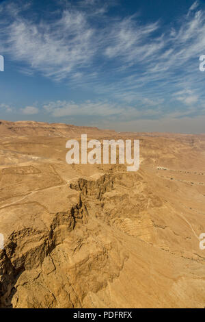 Vue depuis la forteresse de Massada, Parc National,la Judée, Cisjordanie, Israël, Moyen Orient. 2017 Banque D'Images