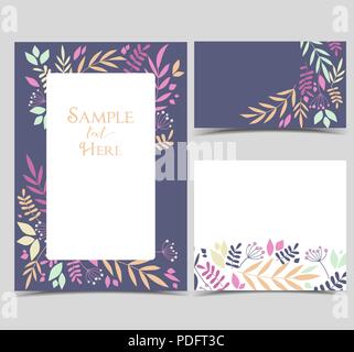 Vector illustration de branches décoration feuilles Witt. Ensemble de cartes de souhaits Illustration de Vecteur