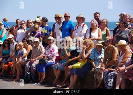 L'observation d'une foule heureuse jouer à Sidmouth Folk Festival sur une belle journée d'été. L'est du Devon, Royaume-Uni. Août, 2018. Banque D'Images